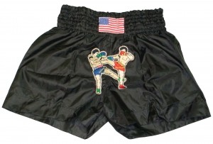 Muay Thai Kickboxing nylon shorts black in high quality for training and competition mma muay thai boxing kickboxing fightings