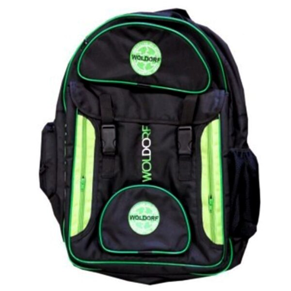 Woldorf USA Nylon backpack with Spacious Mesh Compartments – Amazing Heavy Duty Backpacking for BJJ Training, Gym, Hiking and Best for Laptop Storage – Black Green Large