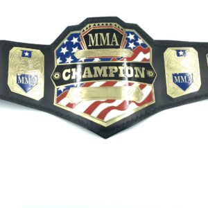 MMA championship replica belt in high quality plating with leather straps in intricate design