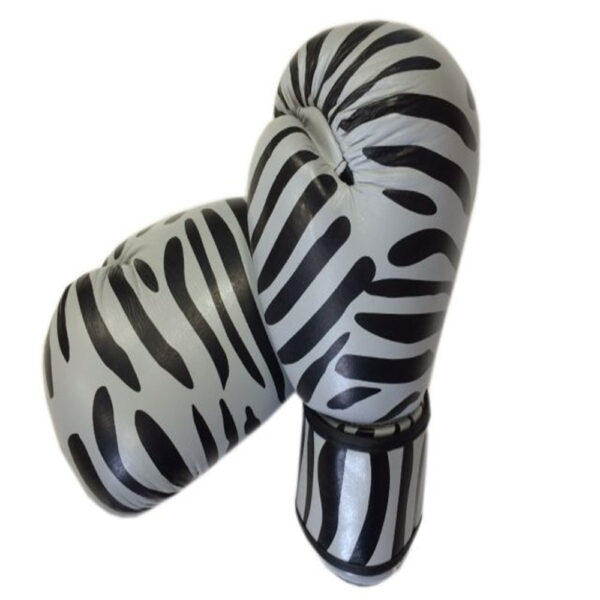 Zebra boxing gloves in top grade leather padded molded best for mma muay thai boxing kickboxing fighting
