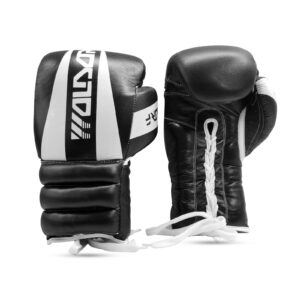 Woldorf USA Boxing Glove In Special Cow Hide Leather For Kickboxing Lace up Punching Bag Black Leather Glove