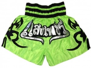 Muay Thai Shorts with Satin Embroidery Green in high quality for training mma boxing muay thai kickboxing  fightings
