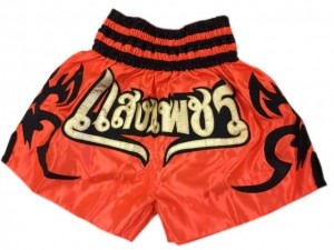 Muay Thai kickboxing Shorts with Satin Embroidery cutt letters Orange in high quality used for training competition kickboxing