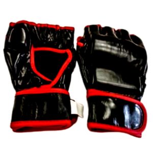 MMA gloves in leather black/red trim best for training boxing kickboxing fightings