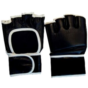 MMA gloves in leather open palm style with secure wrist protection best for boxing kickboxing muay thai fighting