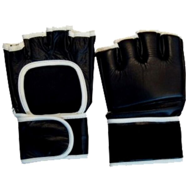 MMA gloves in leather open palm style with secure wrist protection best for boxing kickboxing muay thai fighting