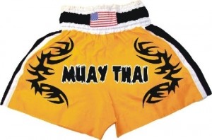 Muay Thai kickboxing shorts in high quality nylon in yellow color for MMA boxing and martial arts