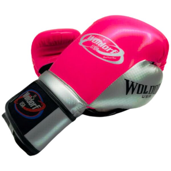 Boxing Gloves 2tone pink silver injection molded foam in high quality leather best for boxing kickboxing muay thai mma fights - Image 3
