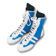 Boxing Shoes White/ Blue in high quality leather best for boxing kickboxing muay thai sparring training competition fight