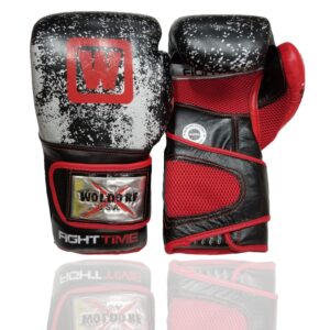 WOLDORF USA Boxing Gloves in leather in Black & red combination for boxing kickboxing MMA muay thai fighting