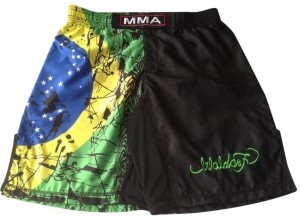 MMA shorts in polyester Brazilian flag on side in high quality fabric for mma training kickboxing gym clothing shorts
