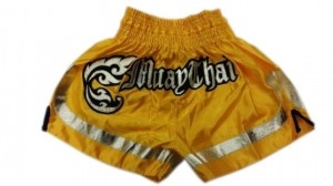 Muay Thai kickboxing shorts special cutt letters yellow in high quality for training mma muay thai boxing kickboxing fights