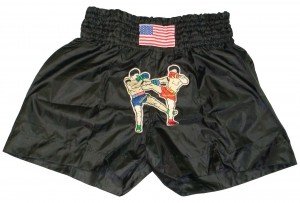 Muay Thai Kickboxing nylon shorts black in high quality for training and competition mma muay thai boxing kickboxing fightings