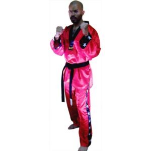 V neck training suit in high quality silk satin best for kickboxing