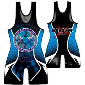 Wrestling Singlet (Black/Blue) in polyester with digital sublimation design best for mma muay thai boxing kickboxing