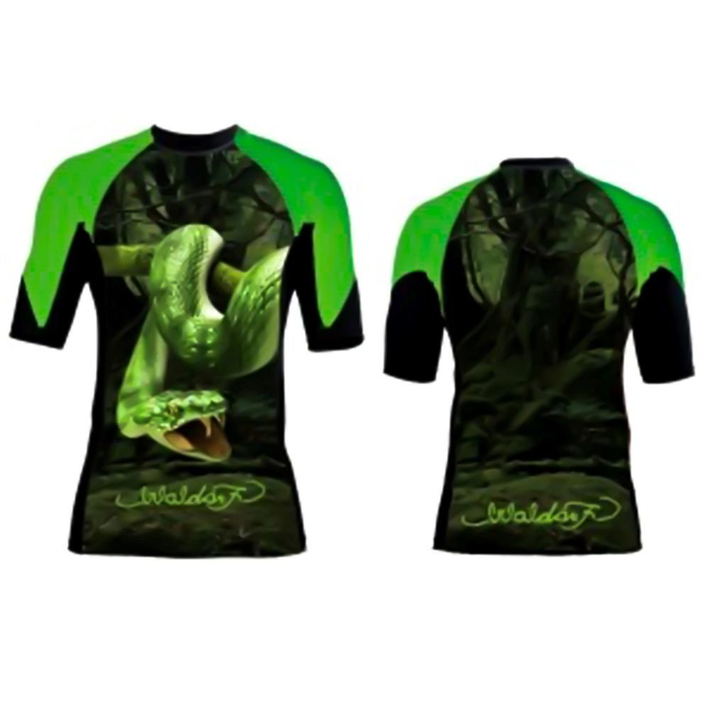 Sublimation rash guard in green snake design best for boxing mma muay thai kickboxing
