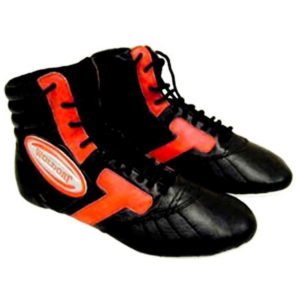Boxing shoes in high quality leather with red stripes best for boxing mma muay thay kickboxing fightings