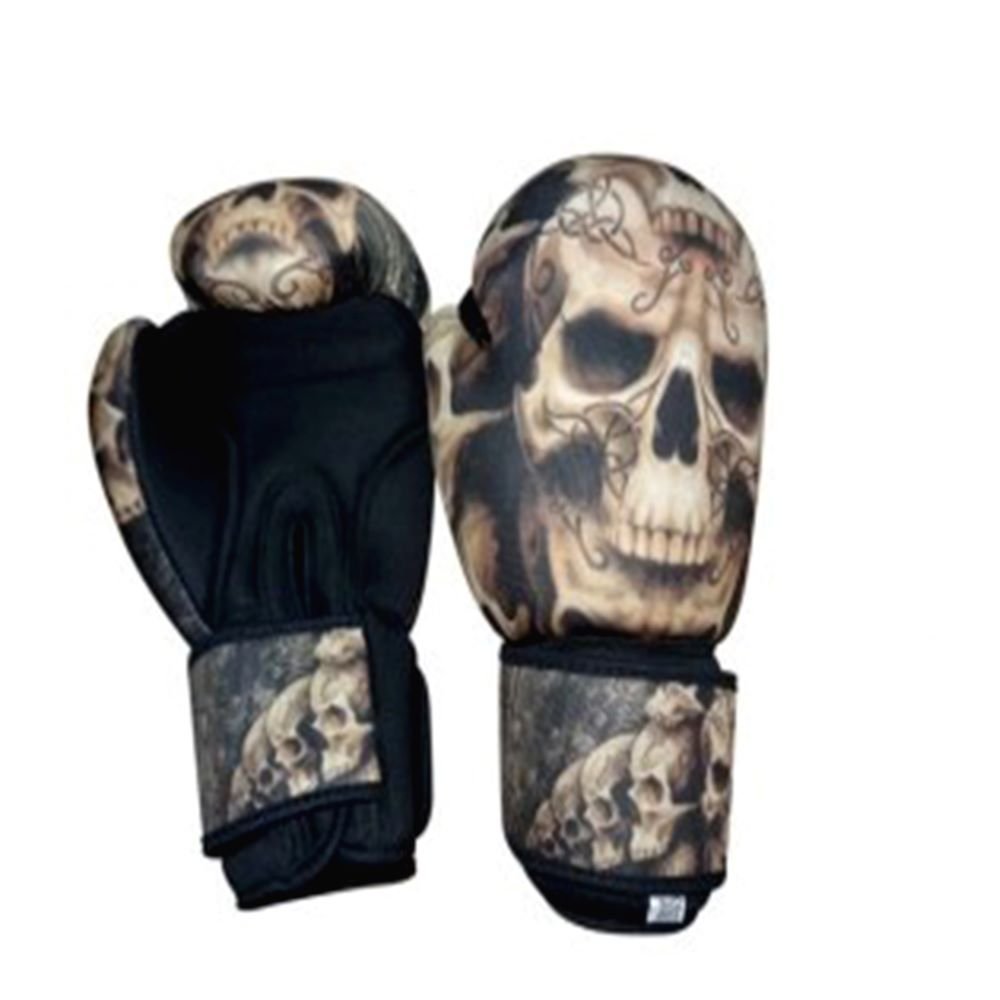Washable boxing gloves tan skull in exclusive design for boxing mma muay thai kickboxing sparring fighting