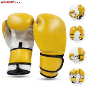 Boxing Gloves Yellow Kickboxing, Grappling, Fighting, Muay Thai Training Boxing Bag Gloves, Punch Bags and Focus Pads Punching Plain-Blank Vinyl Gloves No Logo