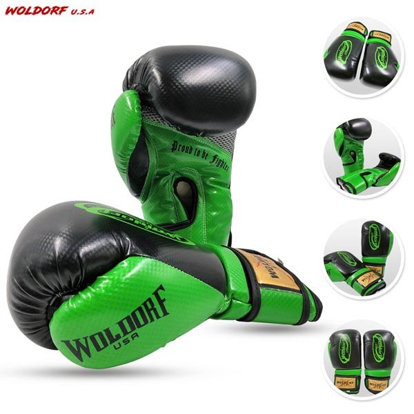 Boxing gloves 2 Tone Black and Green in high quality leather for boxing kickboxing MMA Muay thai fighting