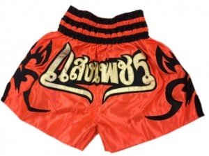 Muay Thai kickboxing Shorts with Satin Embroidery cutt letters Orange in high quality used for training competition kickboxing