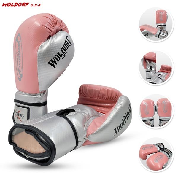 Boxing gloves 2 Tone pink silver injection molded foam in high quality leather best for boxing kickboxing muay thai mma fights