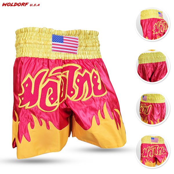 Satin Flame MMA shorts in high quality best for mma muay thai boxing kickboxing competition training fighting shorts