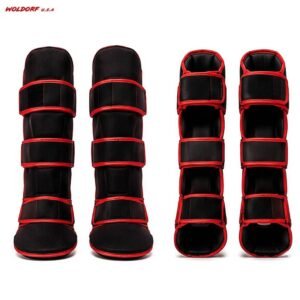 Woldorf USA shin guard in cotton with straps and velcro closure best for boxing mma kickboxing muay thai training and sparring gear