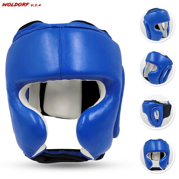 Traditional Head Gear With Rounded leather Face Bar Wide Space Inside  for MMA Boxing & Muay Thai Kickboxing Martial Arts