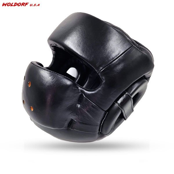 Face Guard Head Gear With Rounded leather with Bar Wide Space Inside for MMA Boxing & Muay Thai Kickboxing