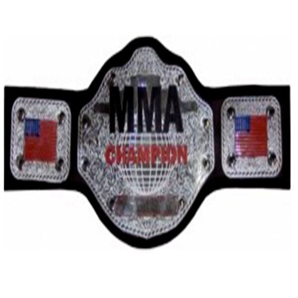 MMA silver plated championship belt in high quality platting with leather straps in interdicted design
