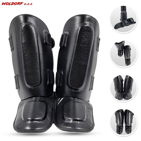 sparring shinguard with step in highy density leather with double padded used for Wrestling Sparring Muay Thai Kickboxing & Karate