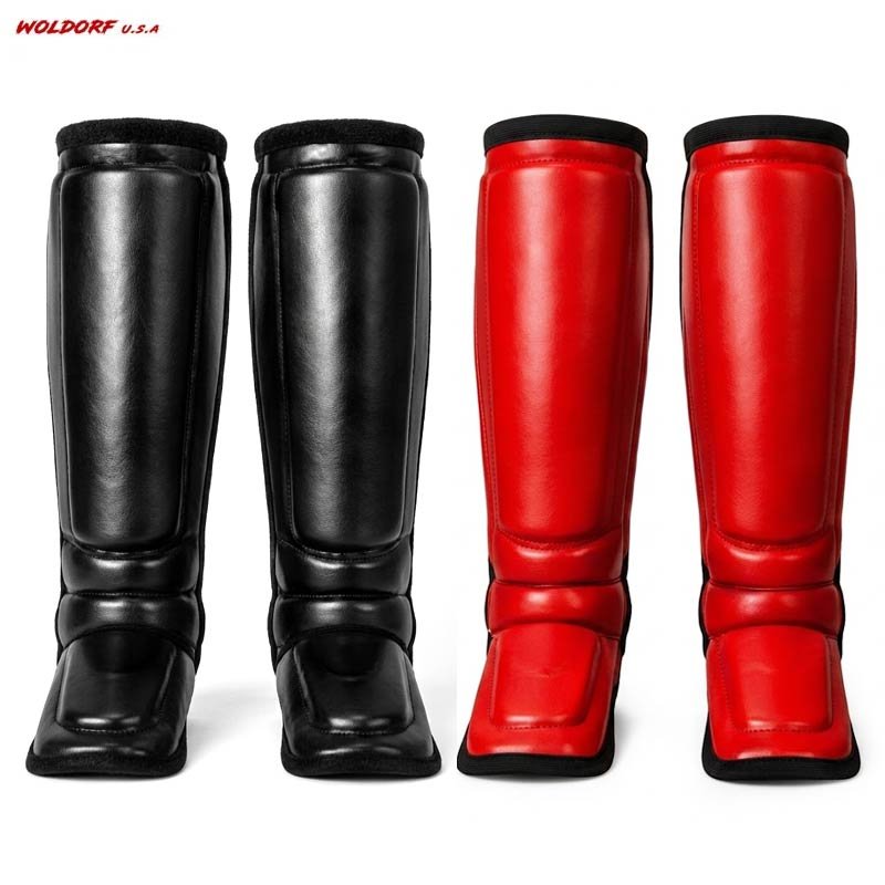 Woldorf USA SHIN GUARD WITH INSTEP FOR MMA MUAY THAI WITH PADDED LAYER